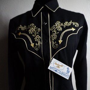 Panhandle Slim Women's Western Shirt Gold/Black size S